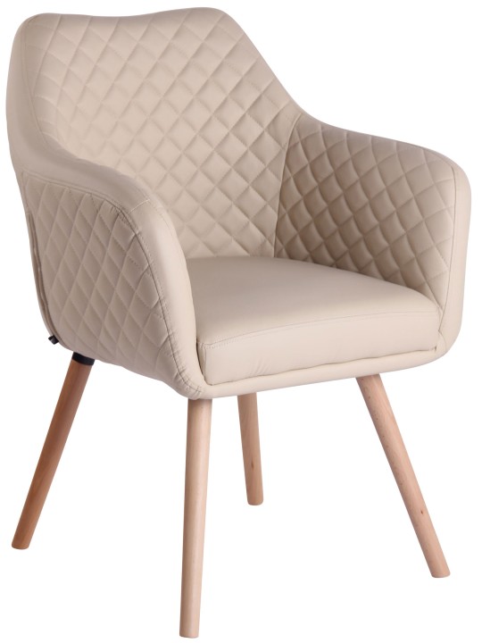 Scaun sufragerie Gent piele artificială natura, crem Scaun sufragerie Gent piele artificială natura, crem