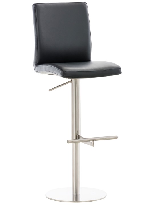 Scaun de bar Cadiz imitatie piele otel inoxidabil, negru