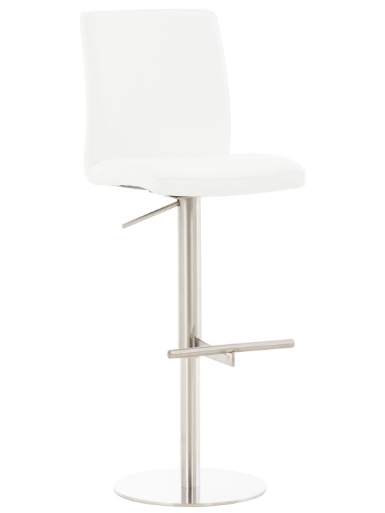 Scaun de bar Cadiz imitatie piele otel inoxidabil, alb