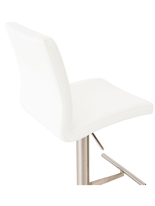 Scaun de bar Cadiz imitatie piele otel inoxidabil, alb