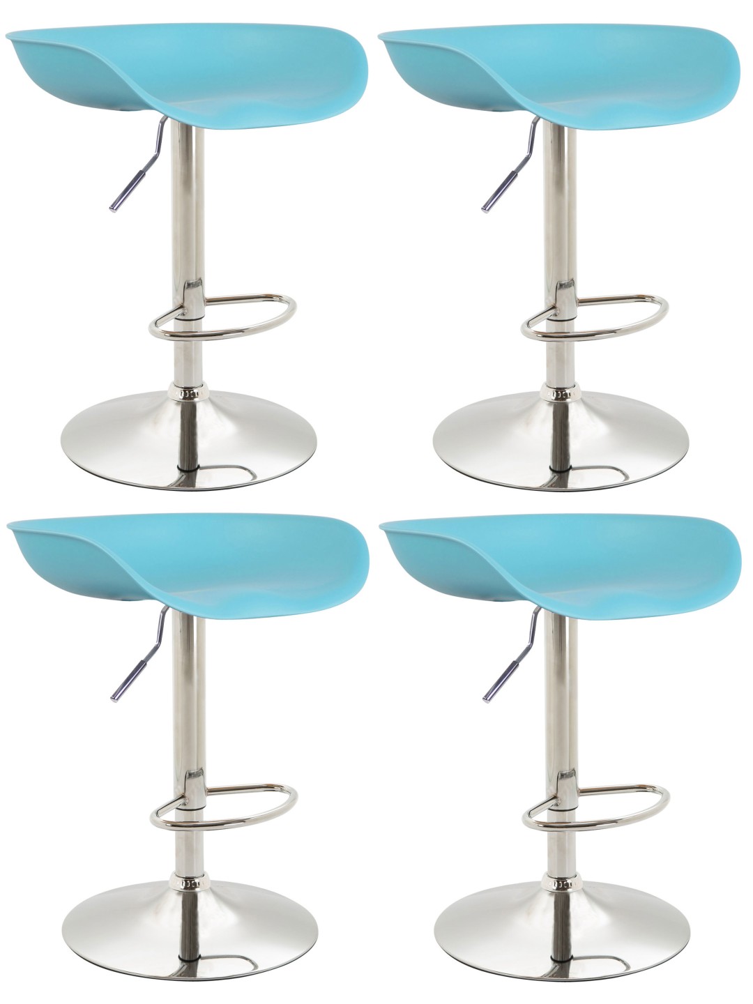 Set de 4 scaune de bar Anaheim plastic crom, albastru