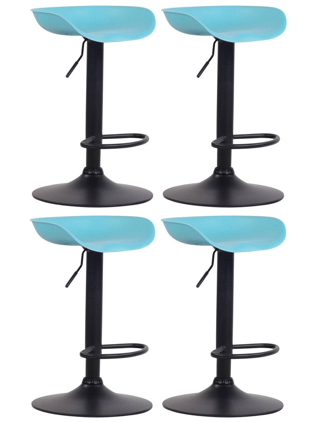 Set de 4 scaune de bar Anaheim plastic negru, albastru