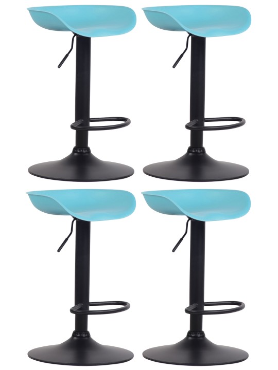 Set de 4 scaune de bar Anaheim plastic negru, albastru