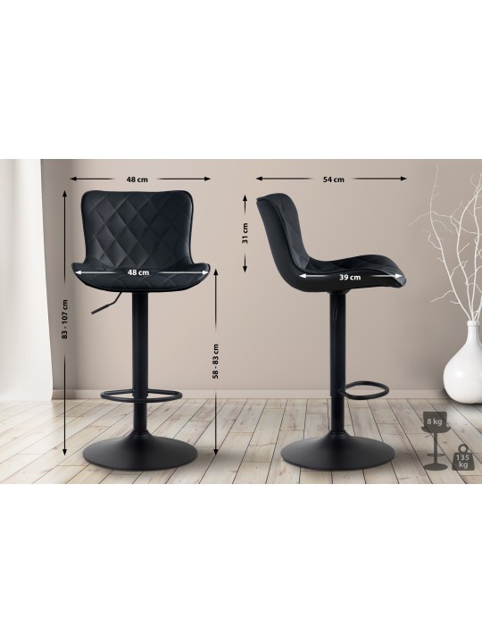 Scaun de bar Emma piele artificiala, negru Scaun de bar Emma piele artificiala, negru