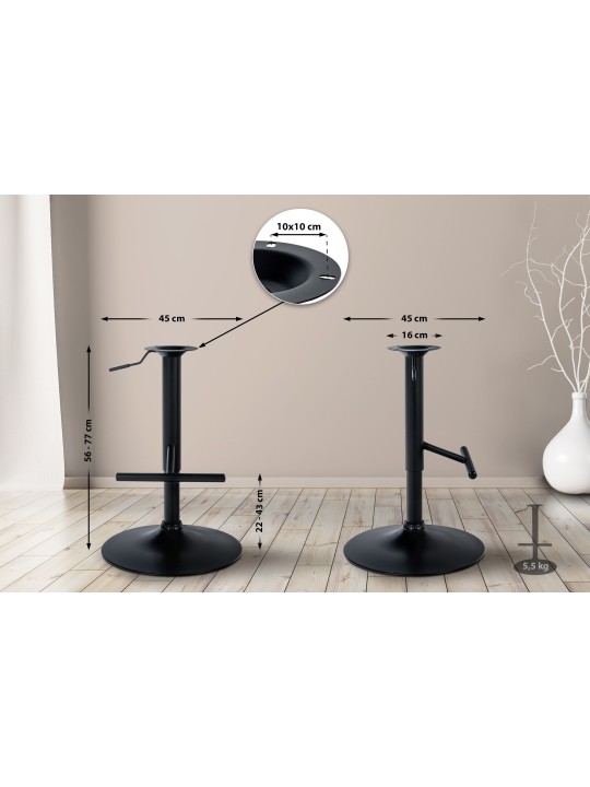 Cadru T de schimb pentru scaun de bar, negru