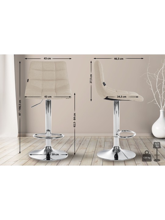 Scaun de bar Jerry material cromat, crem