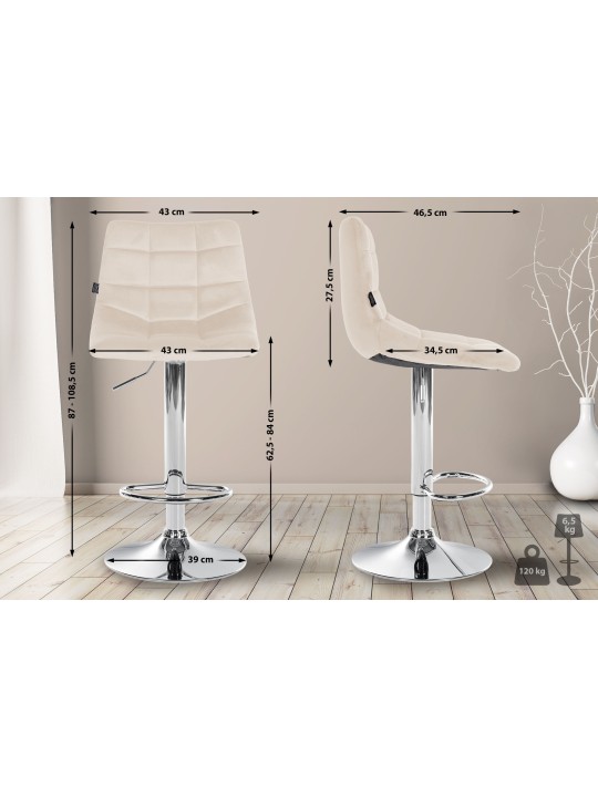Scaun de bar Jerry Velvet Chrome, crem Scaun de bar Jerry Velvet Chrome, crem