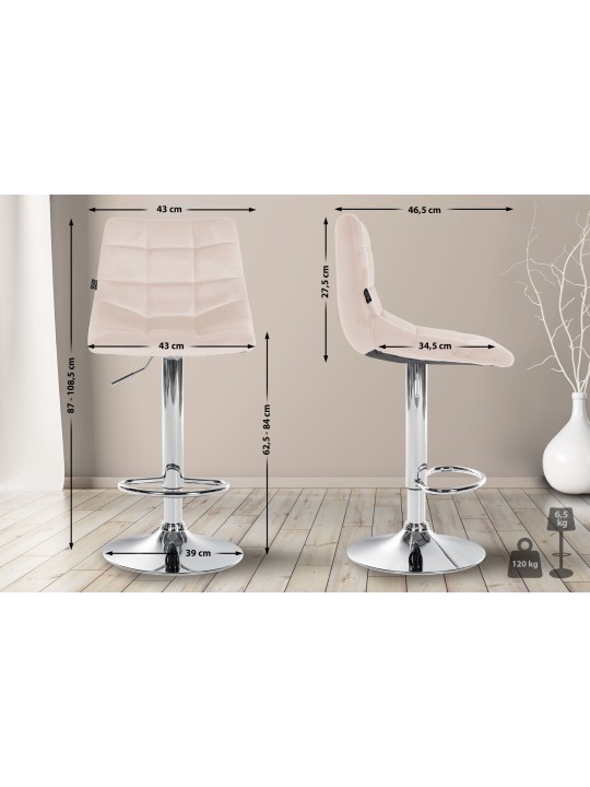 Scaun de bar Jerry Velvet Chrome, bej