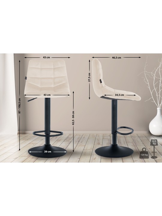 Scaun de bar Jerry catifea, crem Scaun de bar Jerry catifea, crem
