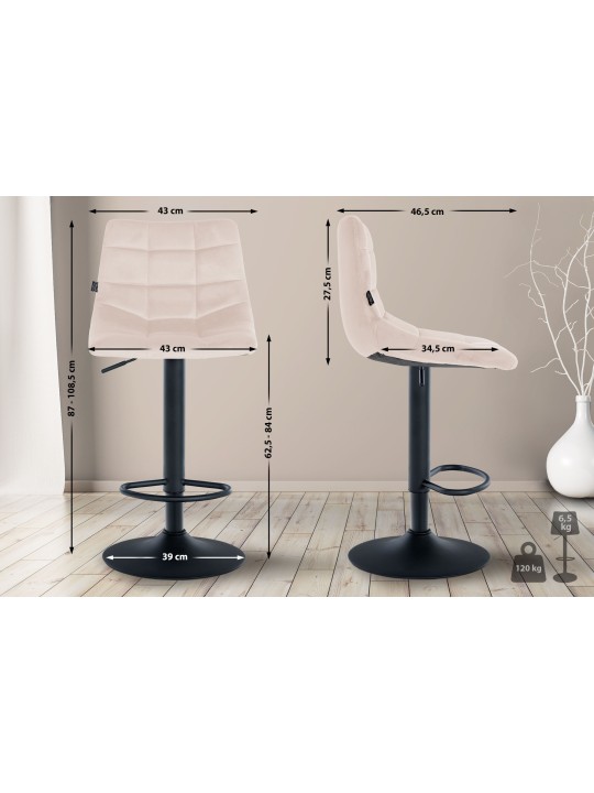 Scaun de bar Jerry catifea, bej