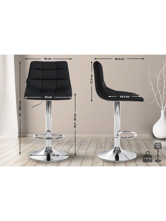 Scaun de bar Jerry imitatie piele cromat, negru Scaun de bar Jerry imitatie piele cromat, negru