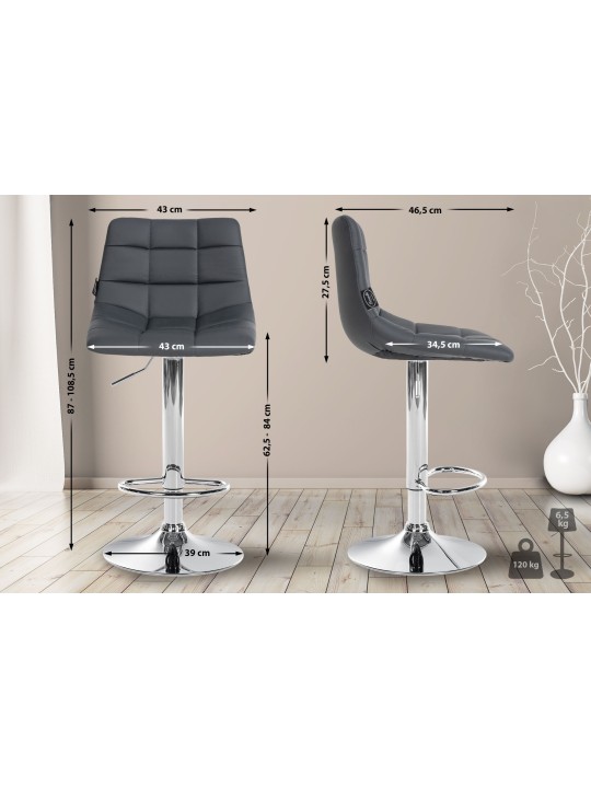 Scaun de bar Jerry imitatie piele cromat, gri Scaun de bar Jerry imitatie piele cromat, gri