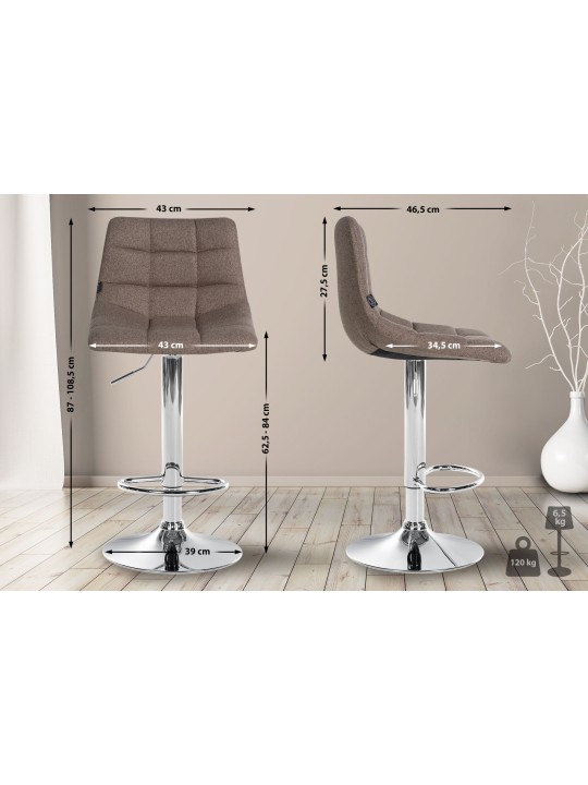 Scaun de bar Jerry material cromat, taupe
