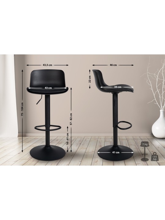 Scaun de bar Almada imitatie piele, negru Scaun de bar Almada imitatie piele, negru