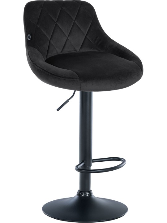 Scaun de bar catifea Lazio, negru