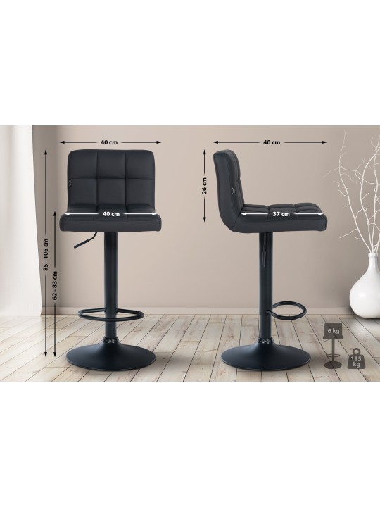 Taburet de bar Feni imitatie piele, negru