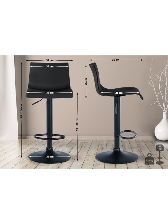 Scaun de bar Branford plastic, negru Scaun de bar Branford plastic, negru