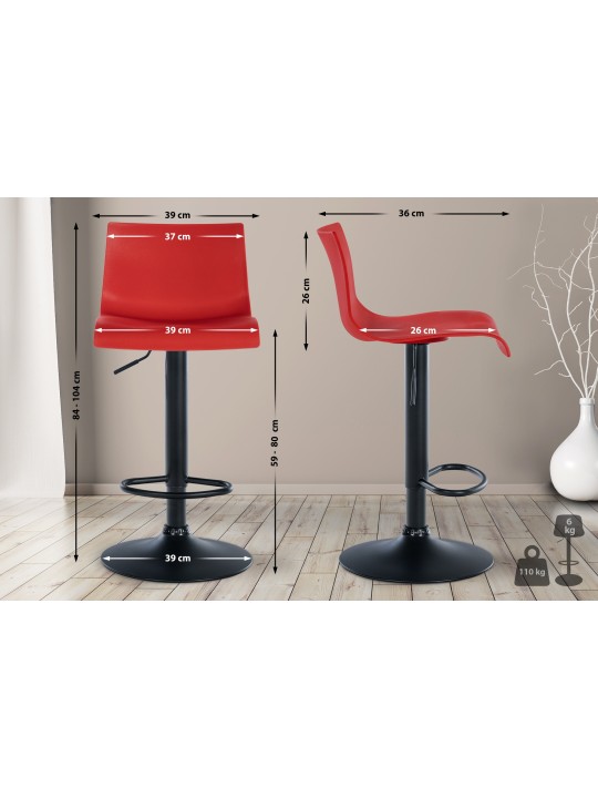 Scaun de bar Branford plastic, roșu
