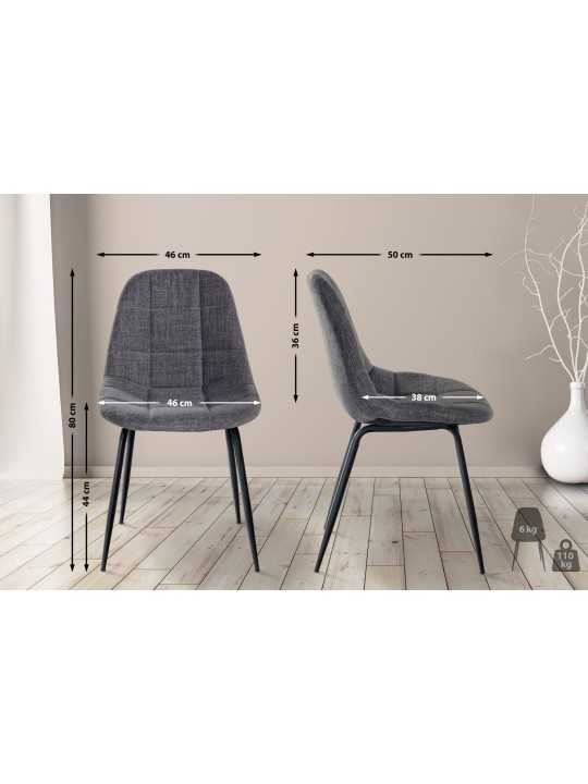 Set 2 scaune Tom material textil, gri deschis Set 2 scaune Tom material textil, gri deschis