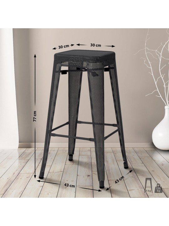 Scaun de bar Fletcher, negru