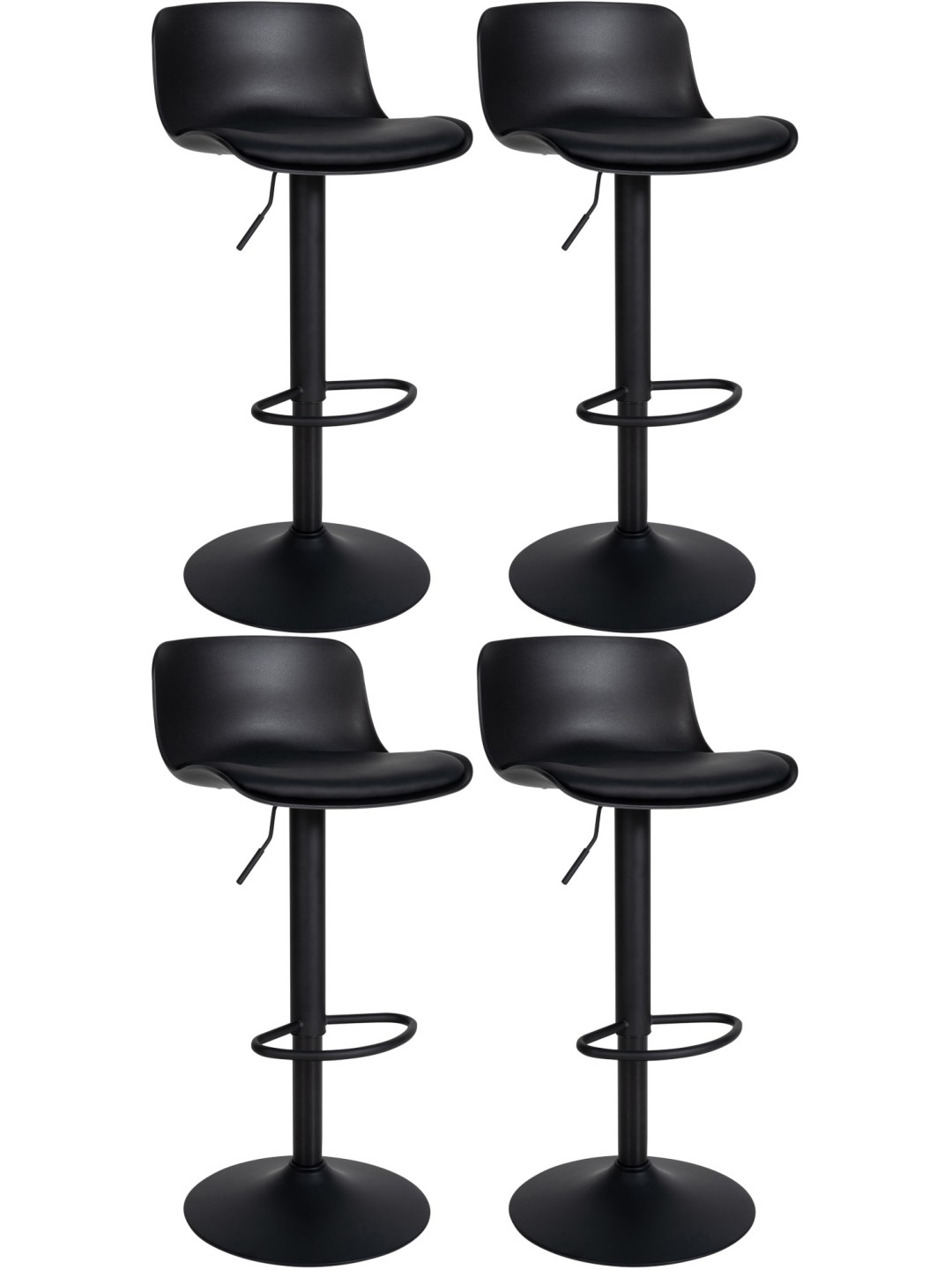 Set 4 taburete de bar Almada imitatie piele, negru