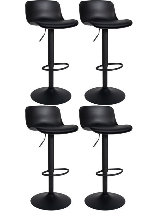 Set 4 taburete de bar Almada imitatie piele, negru Set 4 taburete de bar Almada imitatie piele, negru