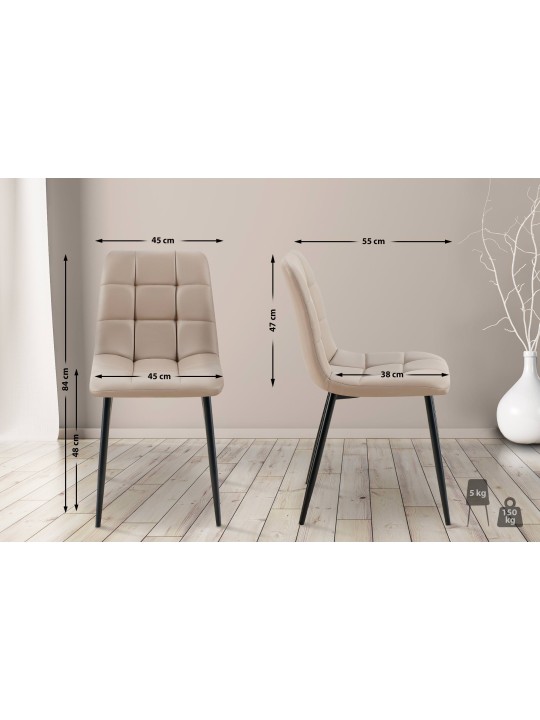Set de 4 scaune de sufragerie Antibes piele artificială, taupe