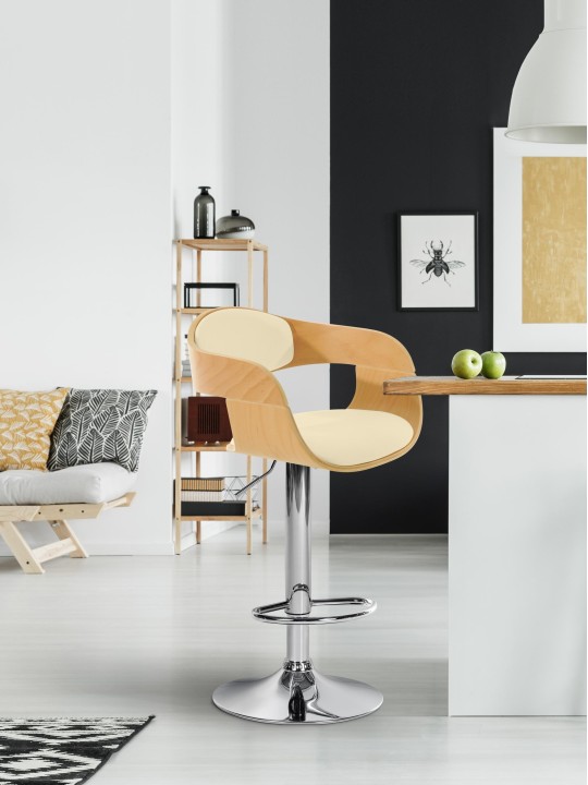 Scaun de bar Kingston C, natural/crem Scaun de bar Kingston C, natural/crem