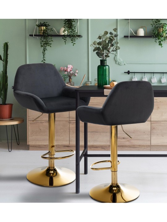 Scaun de bar Braga Gold Velvet, negru