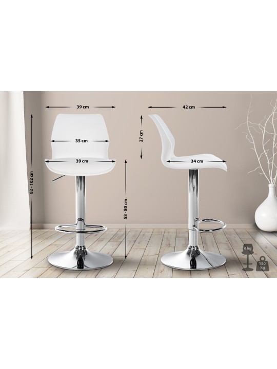 Scaun de bar Gilbert plastic, alb