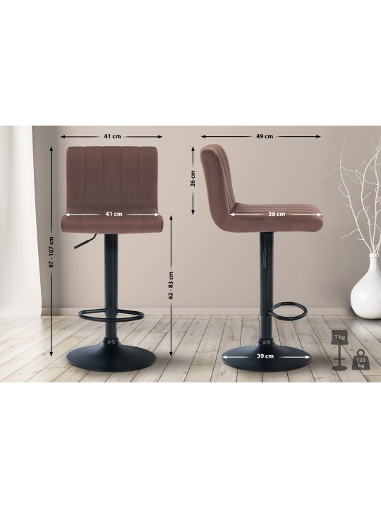 Scaun de bar Jamie catifea, maro