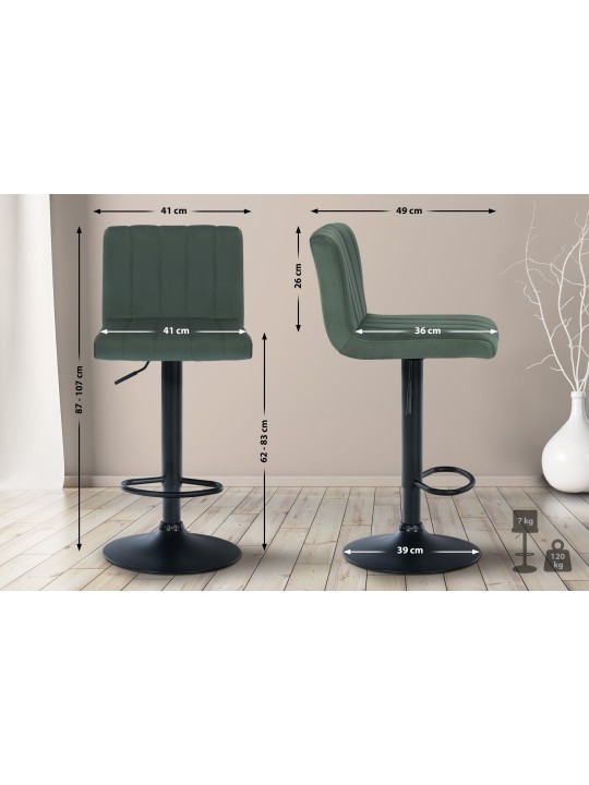 Scaun de bar Jamie catifea, verde Scaun de bar Jamie catifea, verde