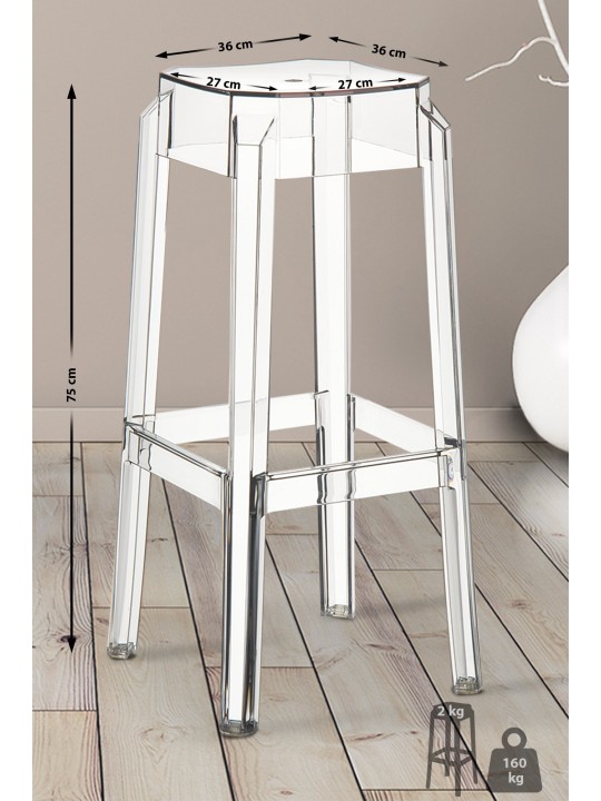 Scaun de bar Fox, transparent