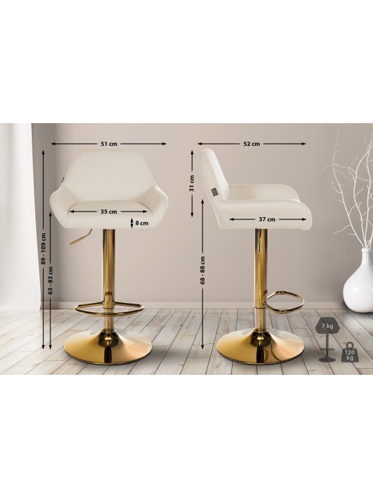 Scaun de bar Braga Gold stofa, crem Scaun de bar Braga Gold stofa, crem