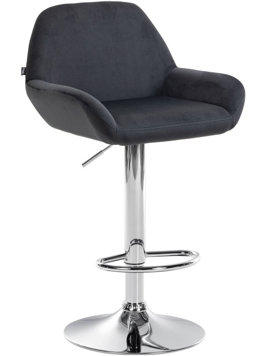 Scaun de bar Braga catifea crom, negru Scaun de bar Braga catifea crom, negru