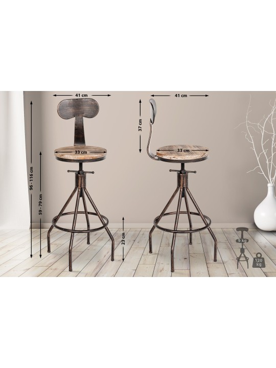 Scaun de bar Hanam, bronz