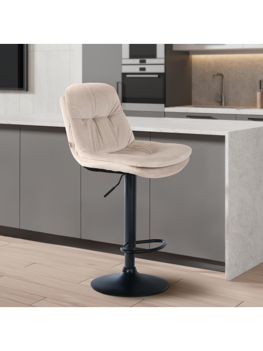 Scaun de bar catifea dafin, crem Scaun de bar catifea dafin, crem