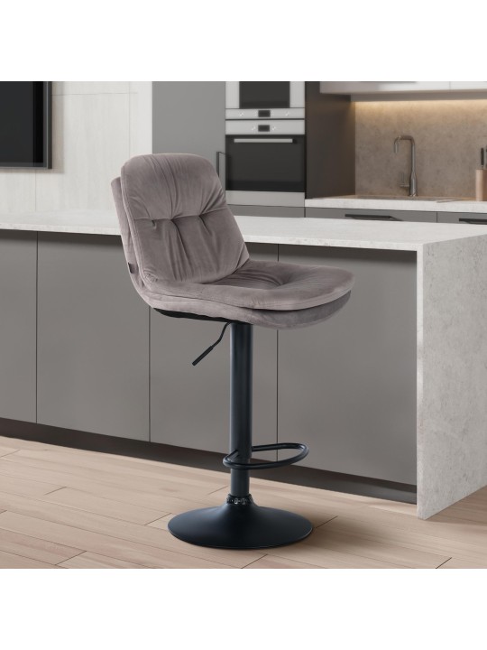 Scaun de bar catifea dafin, gri