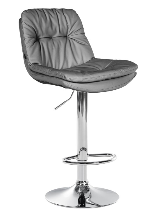 Scaun de bar Laurel imitatie piele crom, gri