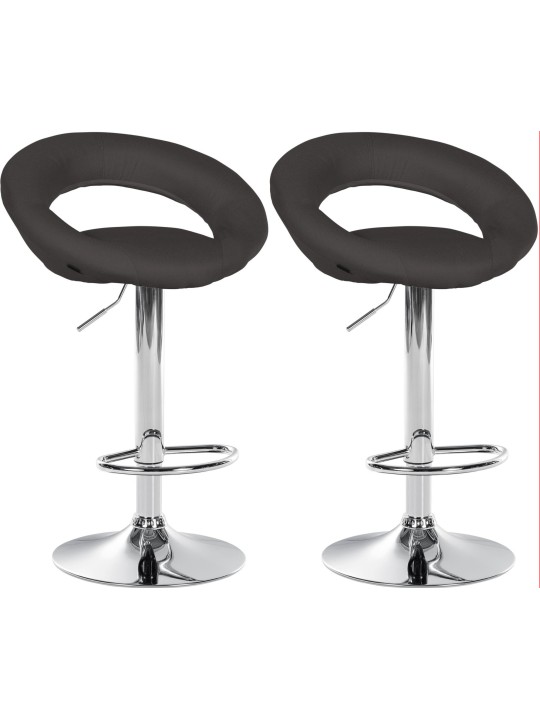Set de 2 scaune de bar Olinda material textil crom, gri închis