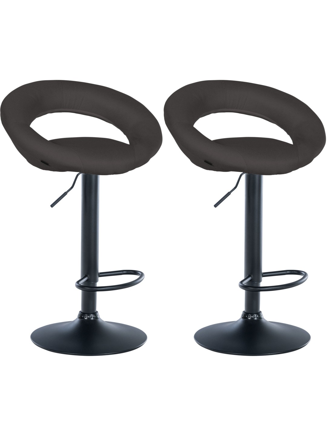 Set de 2 scaune de bar Olinda material textil negru, gri închis