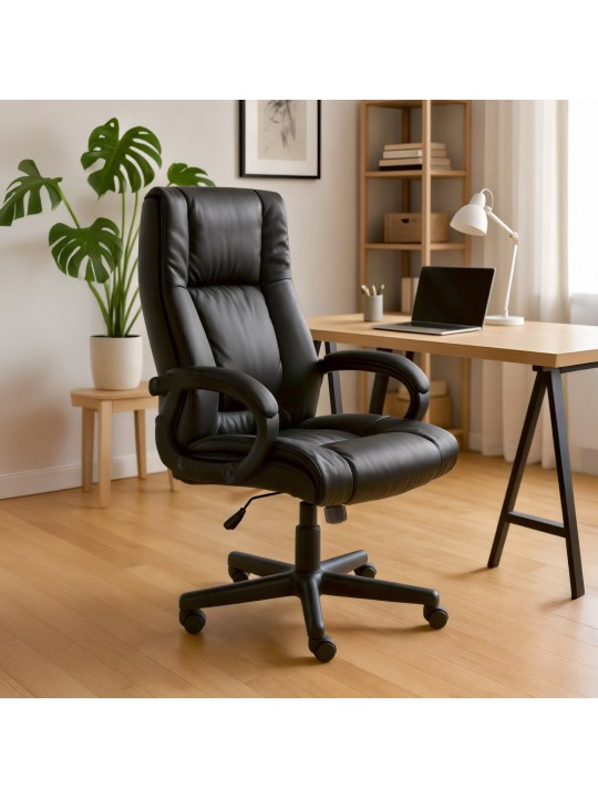 Scaun de birou XL Sparta piele artificială, negru