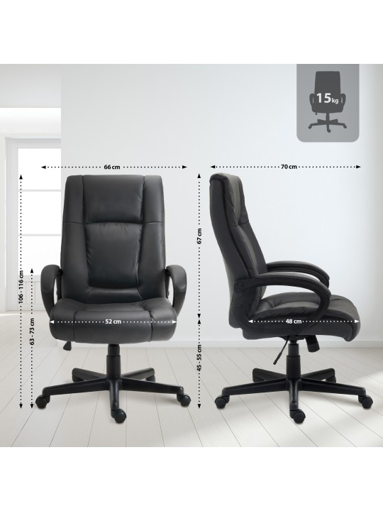 Scaun de birou XL Sparta piele artificială, negru