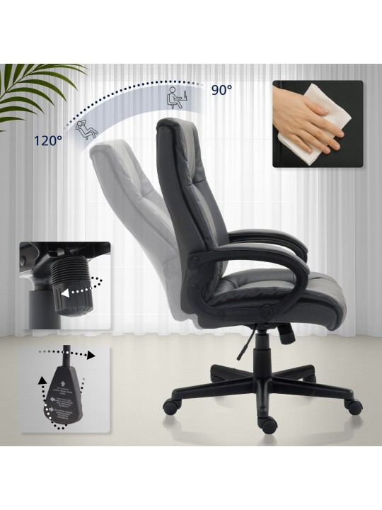 Scaun de birou XL Sparta piele artificială, negru