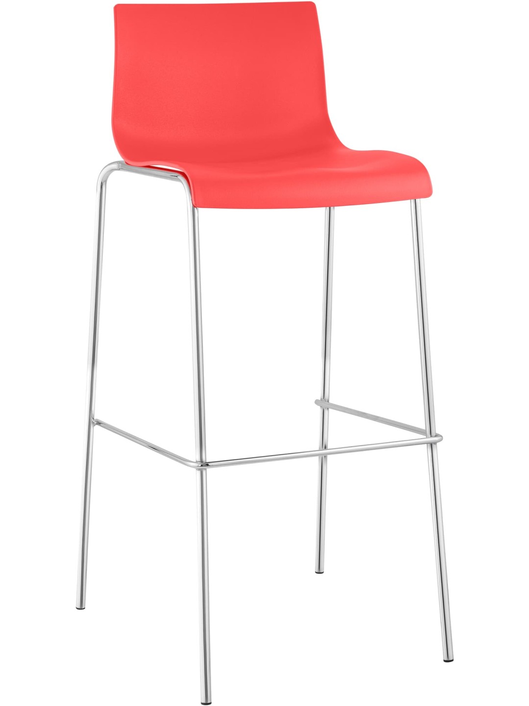 Scaun de bar Hoover cromat cadru de 4 picioare, roșu
