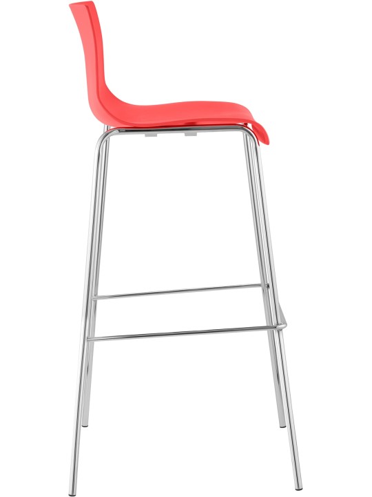 Scaun de bar Hoover cromat cadru de 4 picioare, roșu
