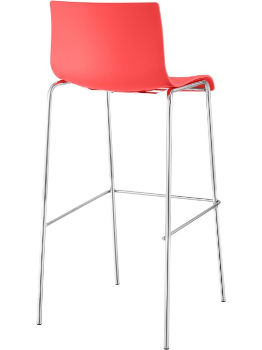 Scaun de bar Hoover cromat cadru de 4 picioare, roșu