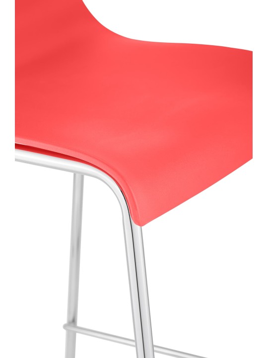 Scaun de bar Hoover cromat cadru de 4 picioare, roșu