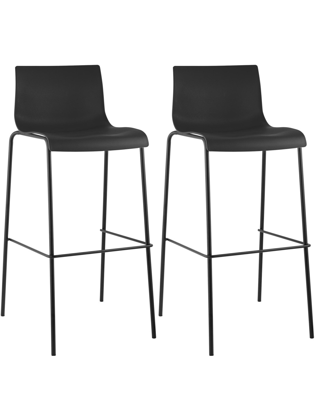 Set de 2 scaune de bar Hoover din plastic cadru de 4 picioare, negru