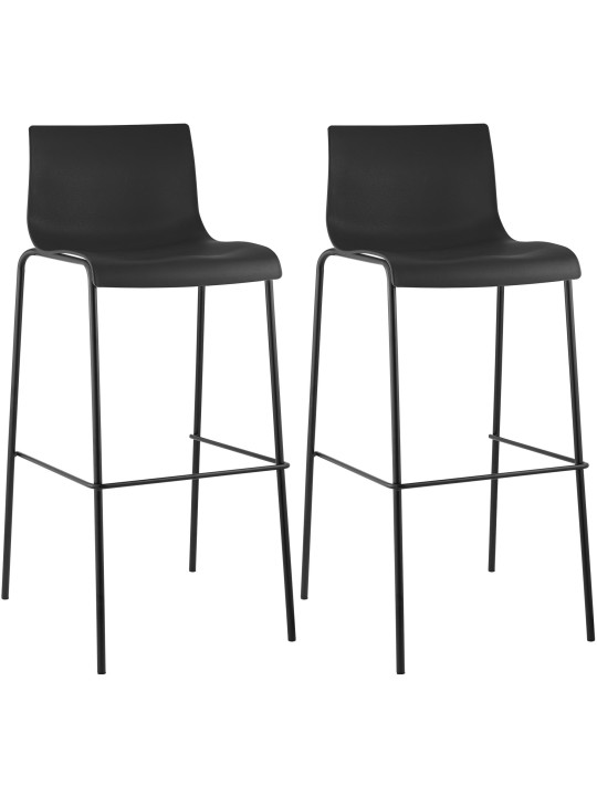 Set de 2 scaune de bar Hoover din plastic cadru de 4 picioare, negru Set de 2 scaune de bar Hoover din plastic cadru de 4 picioare, negru